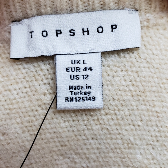 NEW Topshop V-Neck Fuzzy Oatmeal Sweater - Picture 9 of 10